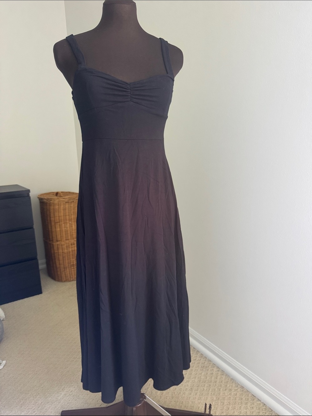 Mango Black Sleeveless Ruched-Bust Maxi Dress Size 2